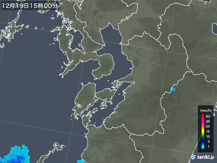 熊本県の雨雲レーダー(2019年12月19日)
