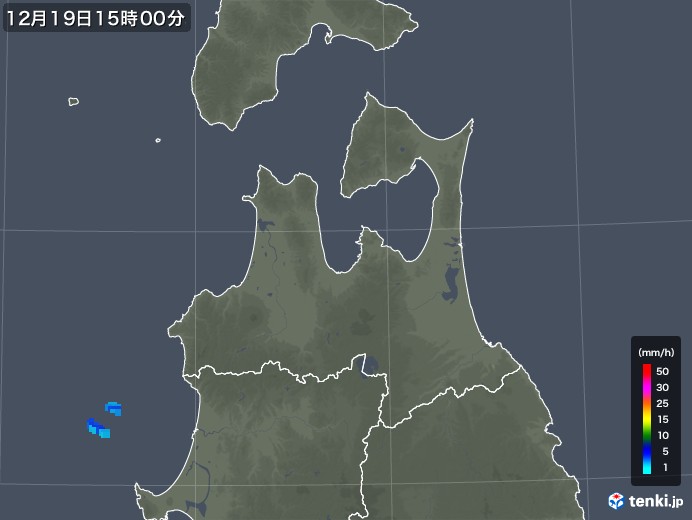 青森県の雨雲レーダー(2019年12月19日)