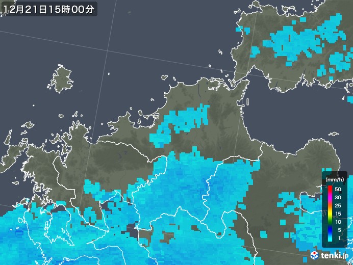 福岡県の雨雲レーダー(2019年12月21日)