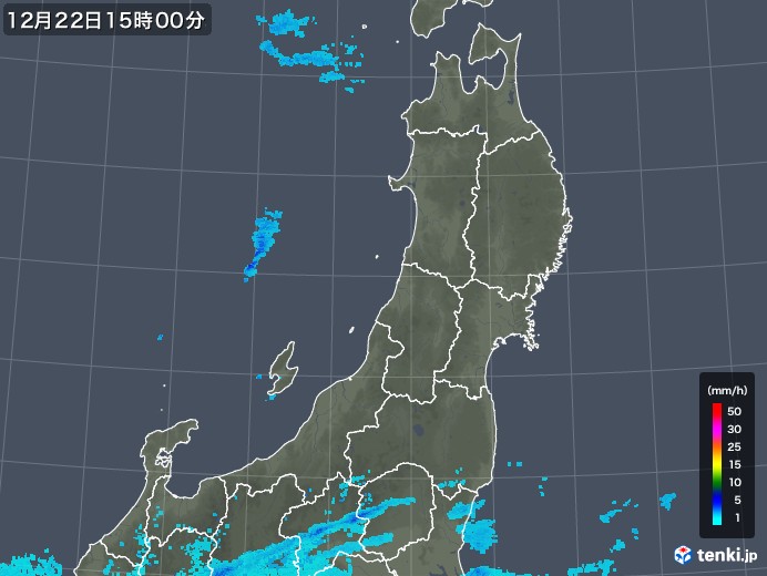 東北地方の雨雲レーダー(2019年12月22日)