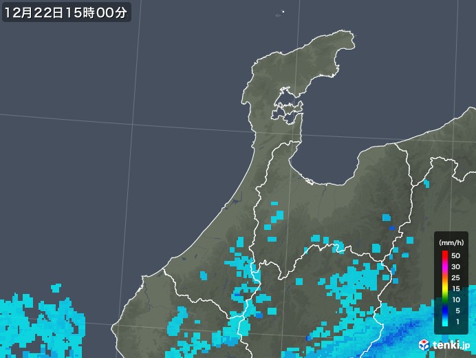 石川県の雨雲レーダー(2019年12月22日)