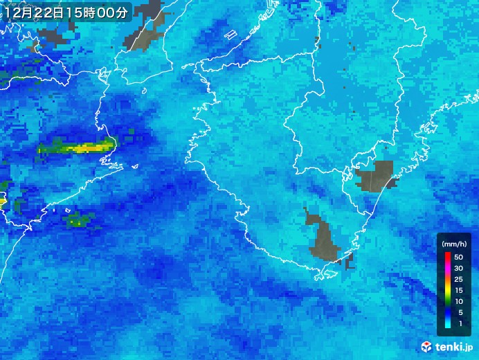 和歌山県の雨雲レーダー(2019年12月22日)