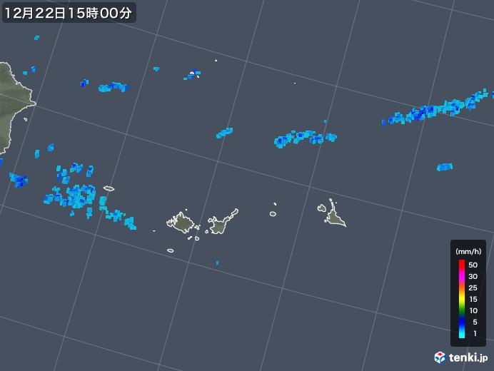 宮古・石垣・与那国(沖縄県)の雨雲レーダー(2019年12月22日)