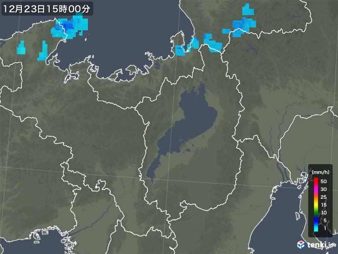 滋賀県の雨雲レーダー(2019年12月23日)