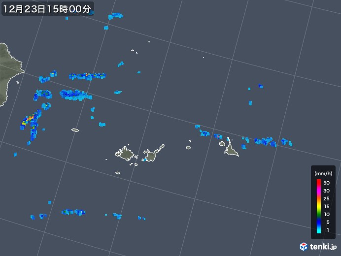 宮古・石垣・与那国(沖縄県)の雨雲レーダー(2019年12月23日)