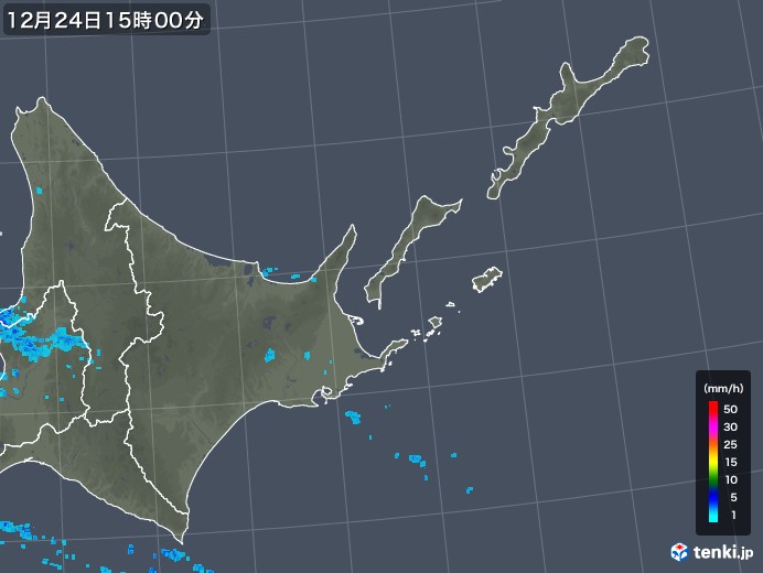道東の雨雲レーダー(2019年12月24日)