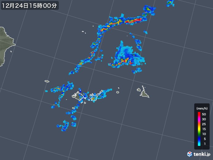 宮古・石垣・与那国(沖縄県)の雨雲レーダー(2019年12月24日)