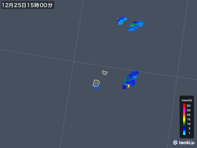 南大東島(沖縄県)の雨雲レーダー(2019年12月25日)