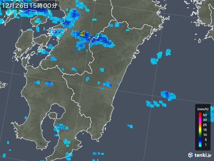 宮崎県の雨雲レーダー(2019年12月26日)