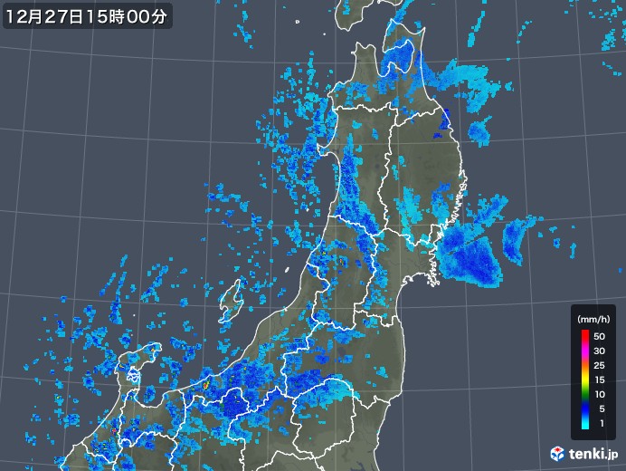 東北地方の雨雲レーダー(2019年12月27日)