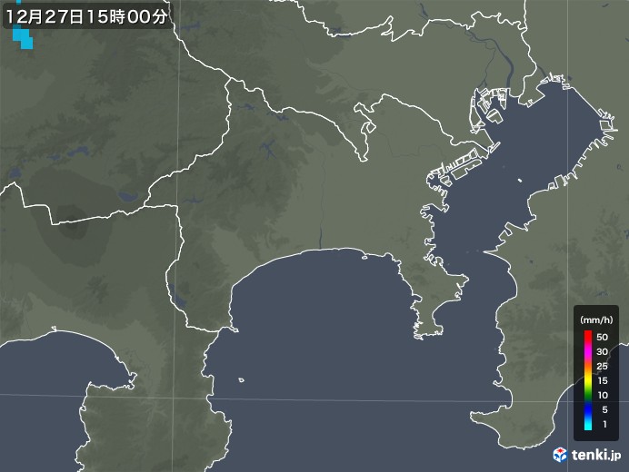 神奈川県の雨雲レーダー(2019年12月27日)