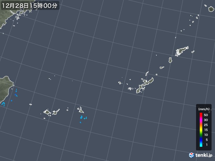 沖縄地方の雨雲レーダー(2019年12月28日)