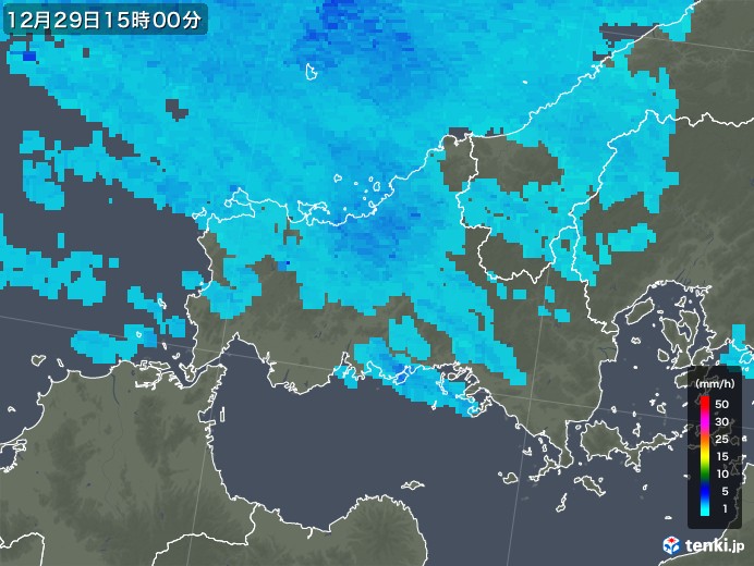 山口県の雨雲レーダー(2019年12月29日)