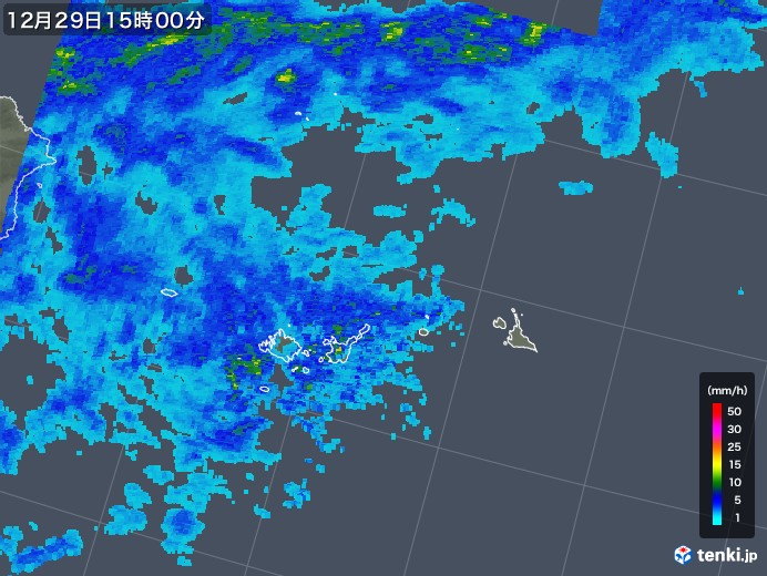 宮古・石垣・与那国(沖縄県)の雨雲レーダー(2019年12月29日)