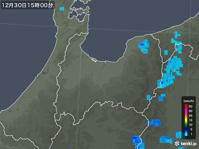 富山県の雨雲レーダー(2019年12月30日)
