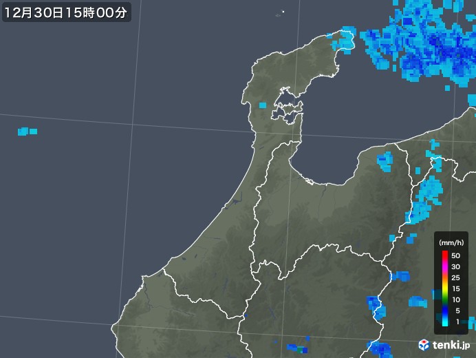 石川県の雨雲レーダー(2019年12月30日)