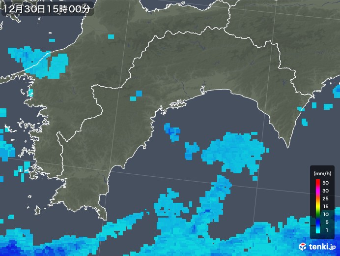 高知県の雨雲レーダー(2019年12月30日)