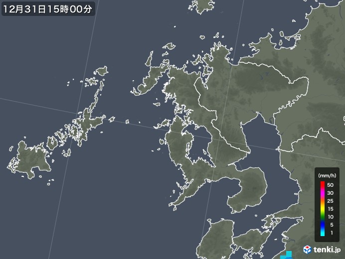 長崎県の雨雲レーダー(2019年12月31日)