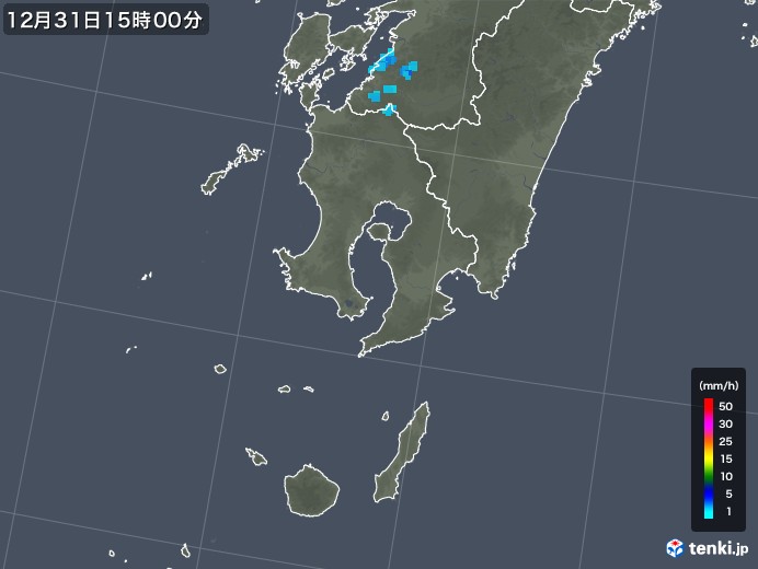 鹿児島県の雨雲レーダー(2019年12月31日)