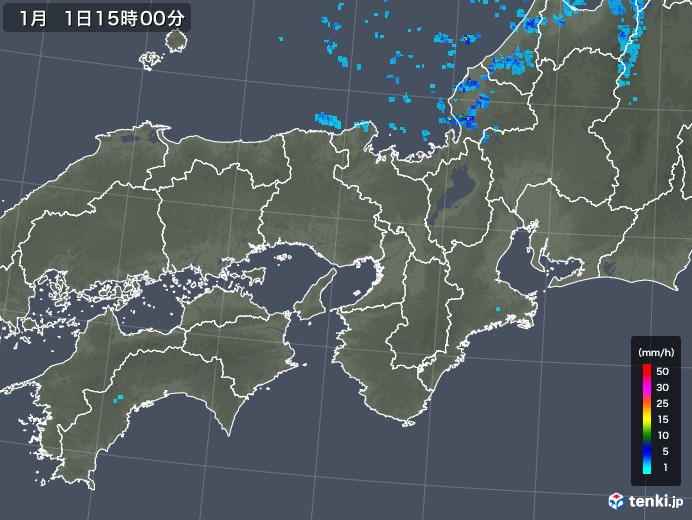 近畿地方の雨雲レーダー(2020年01月01日)