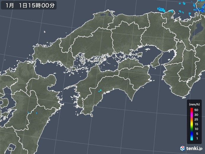 四国地方の雨雲レーダー(2020年01月01日)