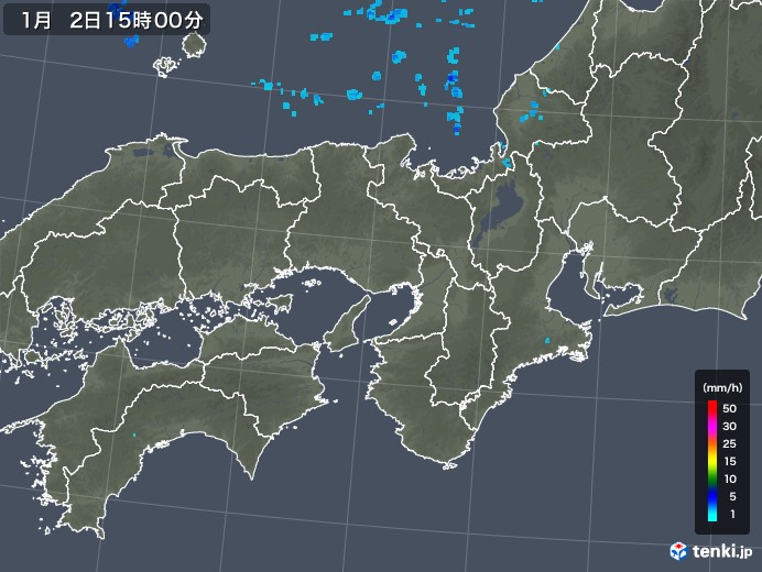 近畿地方の雨雲レーダー(2020年01月02日)