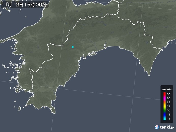 高知県の雨雲レーダー(2020年01月02日)