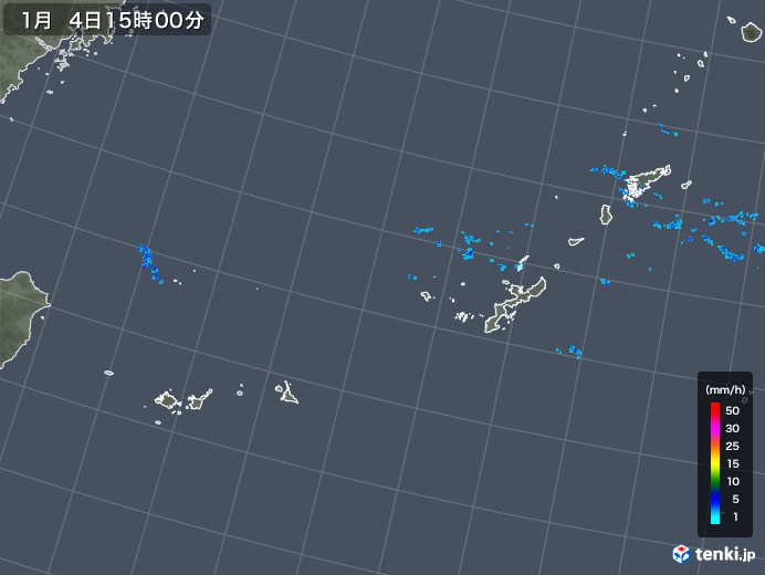 沖縄地方の雨雲レーダー(2020年01月04日)
