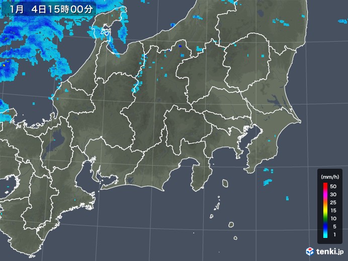 関東・甲信地方の雨雲レーダー(2020年01月04日)