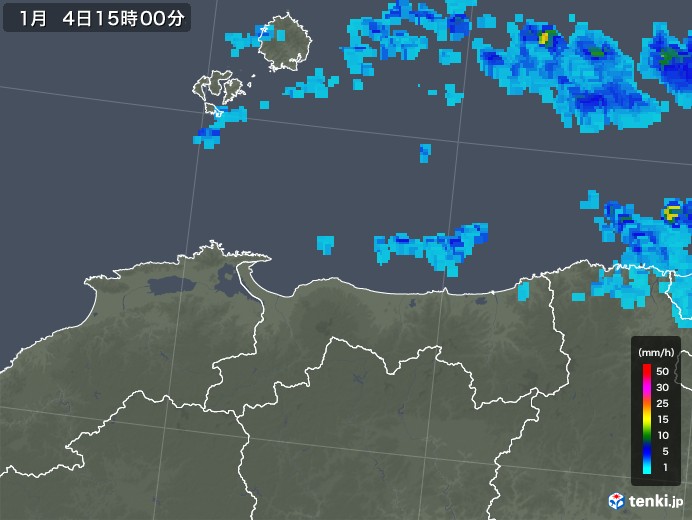 鳥取県の雨雲レーダー(2020年01月04日)