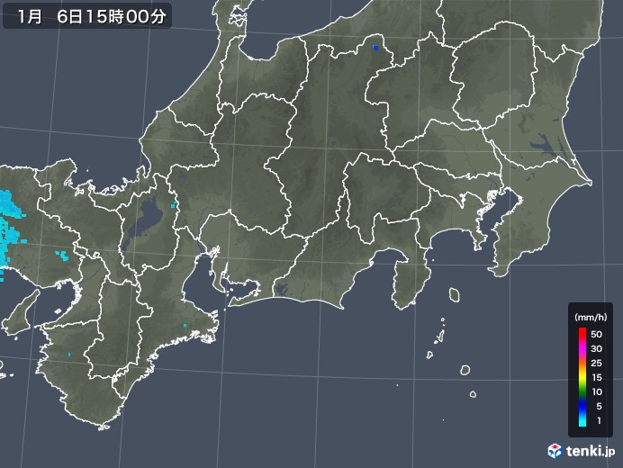 東海地方の雨雲レーダー(2020年01月06日)