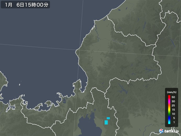 福井県の雨雲レーダー(2020年01月06日)