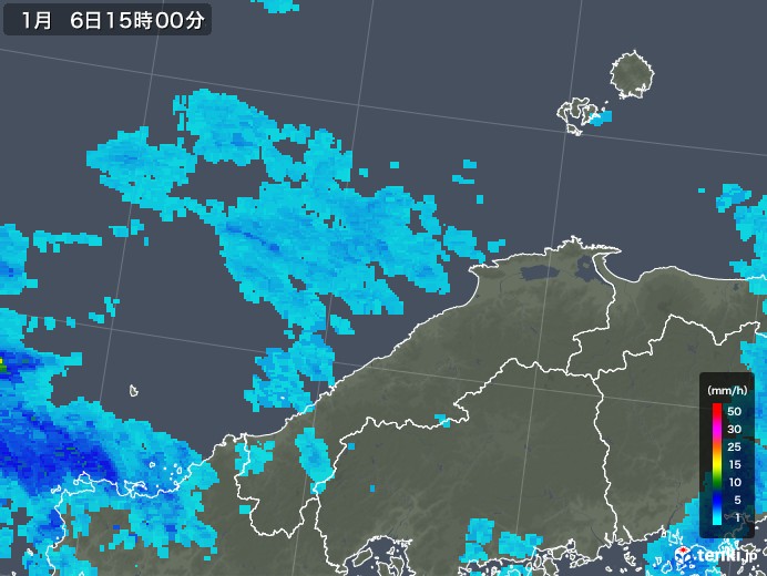 島根県の雨雲レーダー(2020年01月06日)