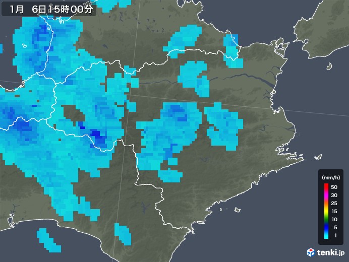 徳島県の雨雲レーダー(2020年01月06日)