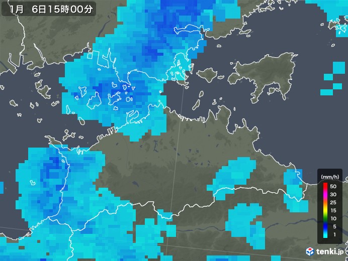 香川県の雨雲レーダー(2020年01月06日)