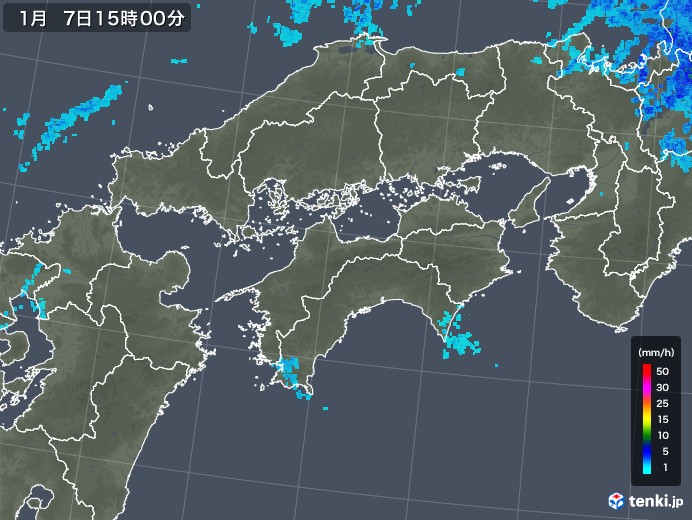 四国地方の雨雲レーダー(2020年01月07日)