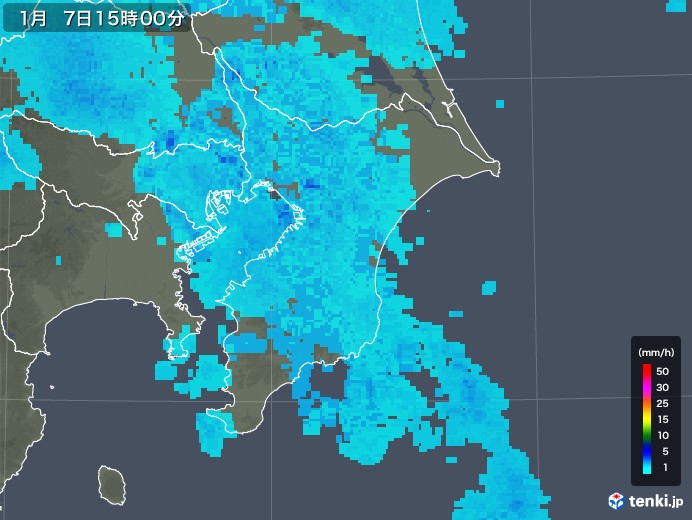 千葉県の雨雲レーダー(2020年01月07日)