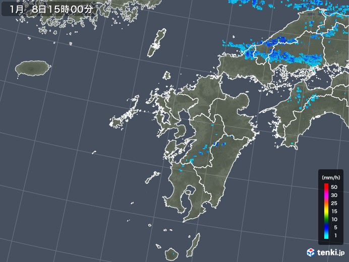九州地方の雨雲レーダー(2020年01月08日)