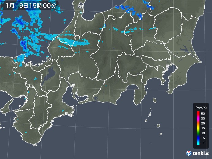 東海地方の雨雲レーダー(2020年01月09日)