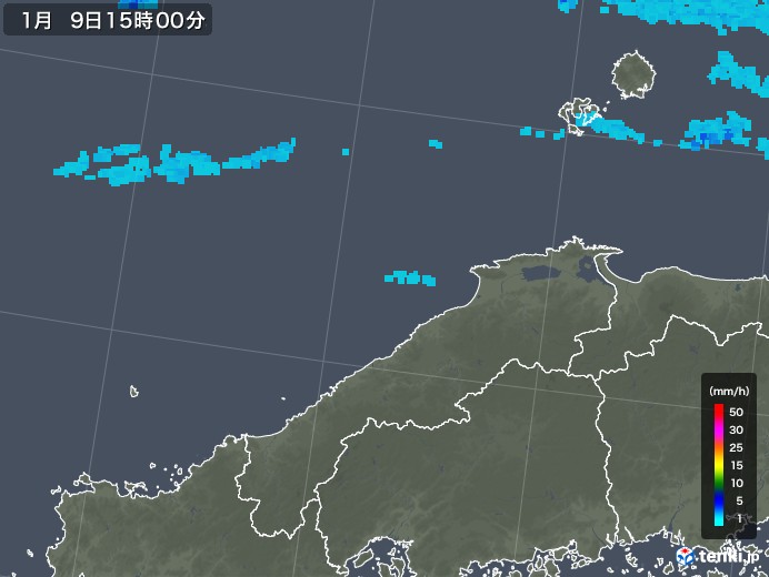島根県の雨雲レーダー(2020年01月09日)