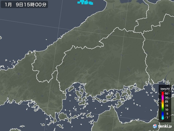 広島県の雨雲レーダー(2020年01月09日)