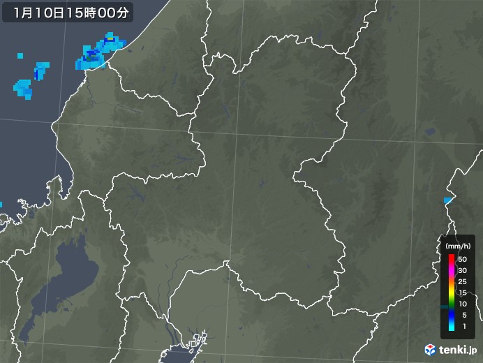 岐阜県の雨雲レーダー(2020年01月10日)