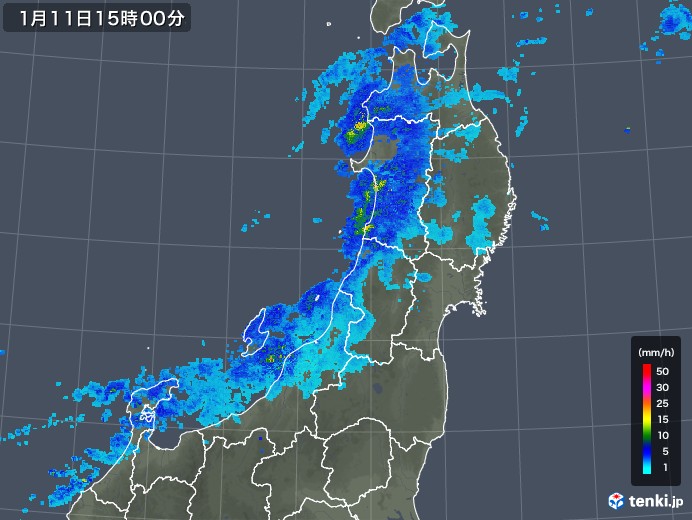東北地方の雨雲レーダー(2020年01月11日)