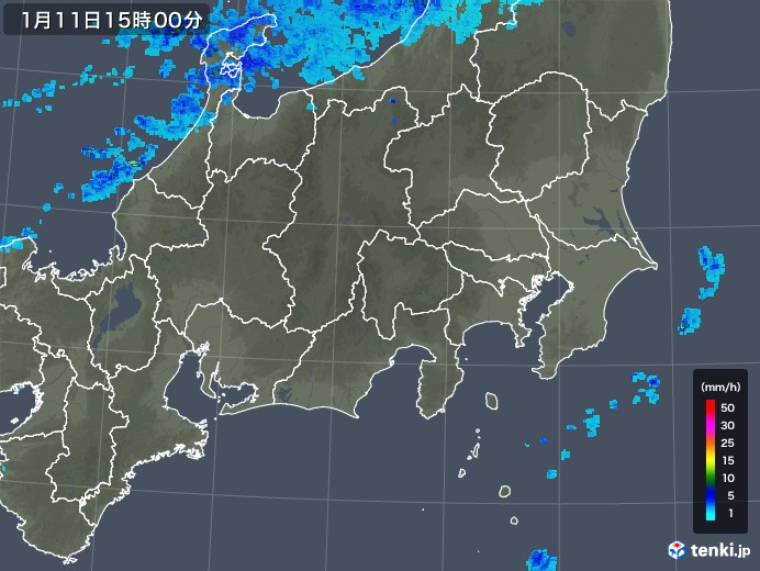 関東・甲信地方の雨雲レーダー(2020年01月11日)