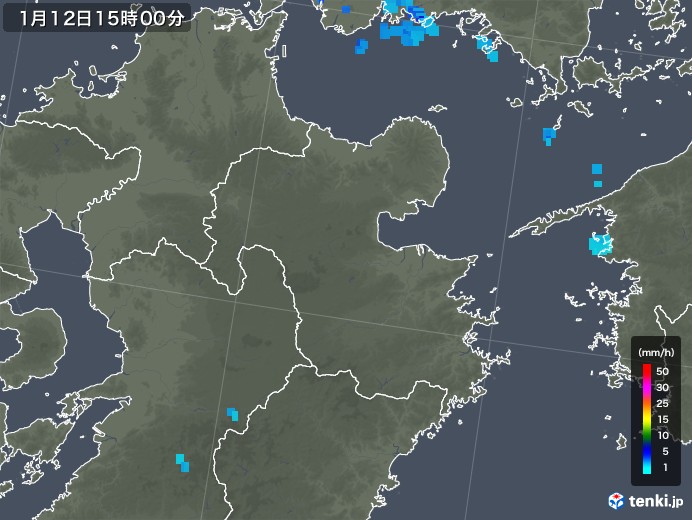 大分県の雨雲レーダー(2020年01月12日)