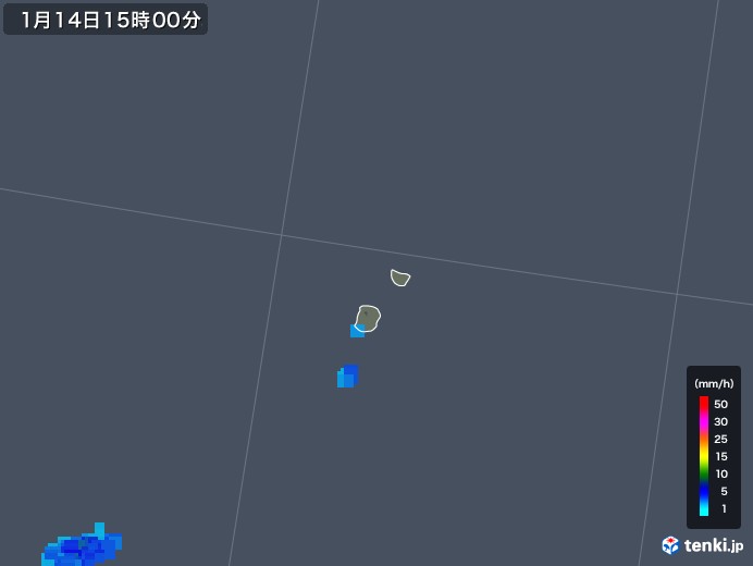 南大東島(沖縄県)の雨雲レーダー(2020年01月14日)