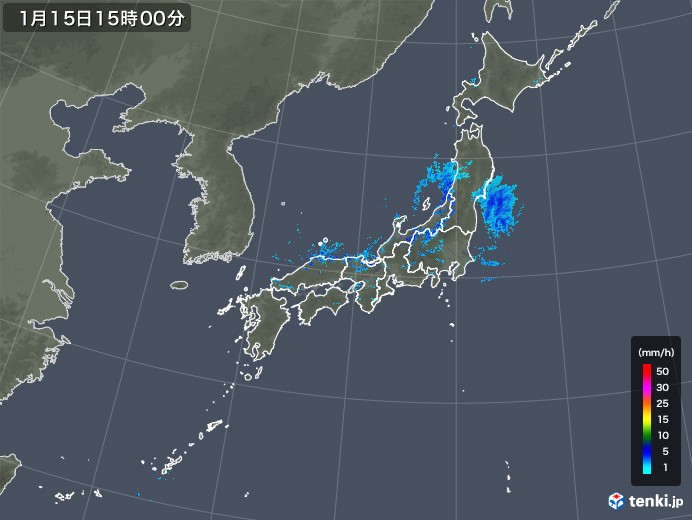 雨雲レーダー(2020年01月15日)