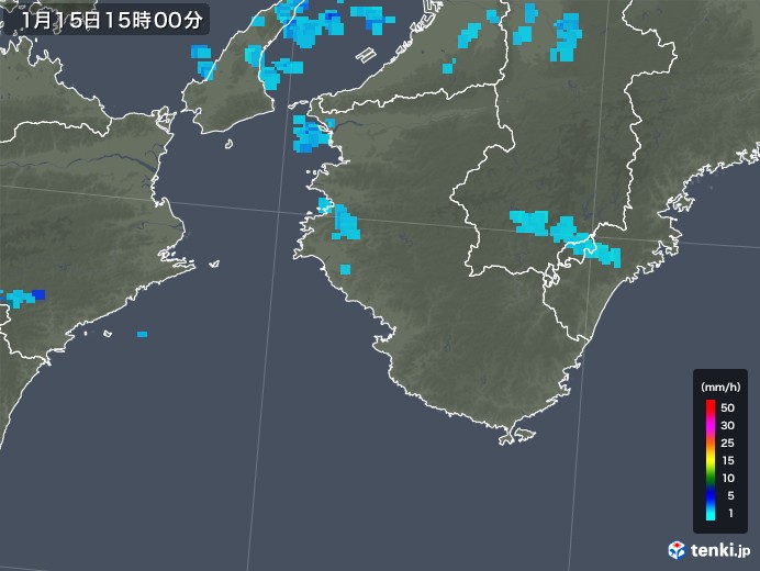 和歌山県の雨雲レーダー(2020年01月15日)