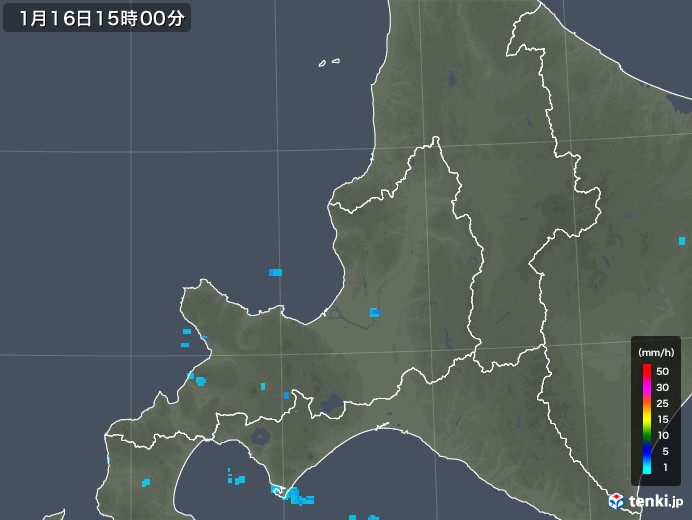 道央の雨雲レーダー(2020年01月16日)