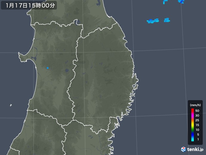 岩手県の雨雲レーダー(2020年01月17日)